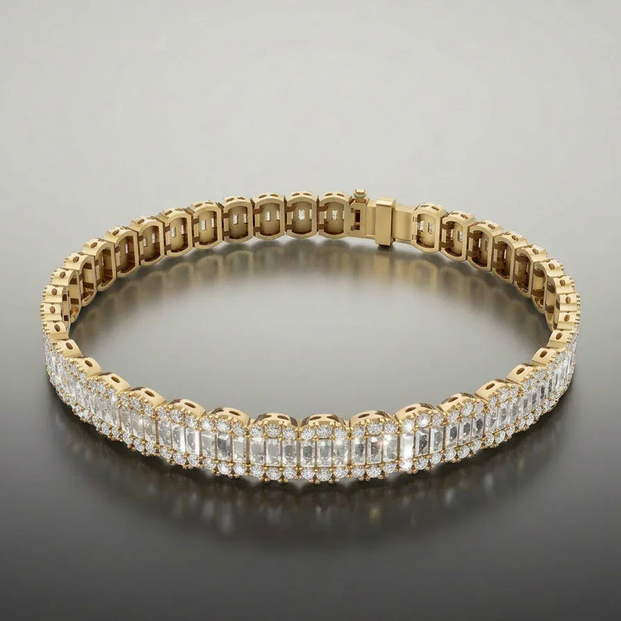 Baguette og round diamant tennisarmbånd BR_07