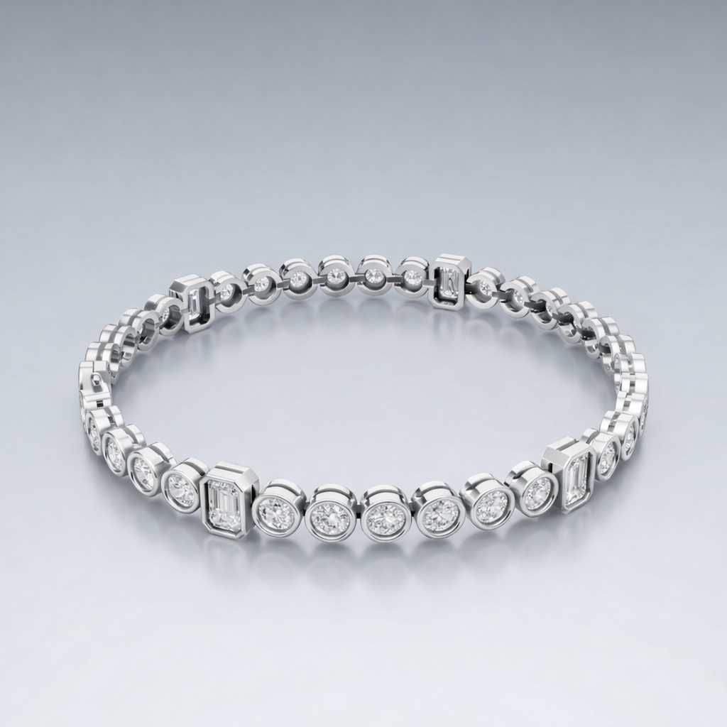 Tennis bracelet BR-14 white gold diamonds