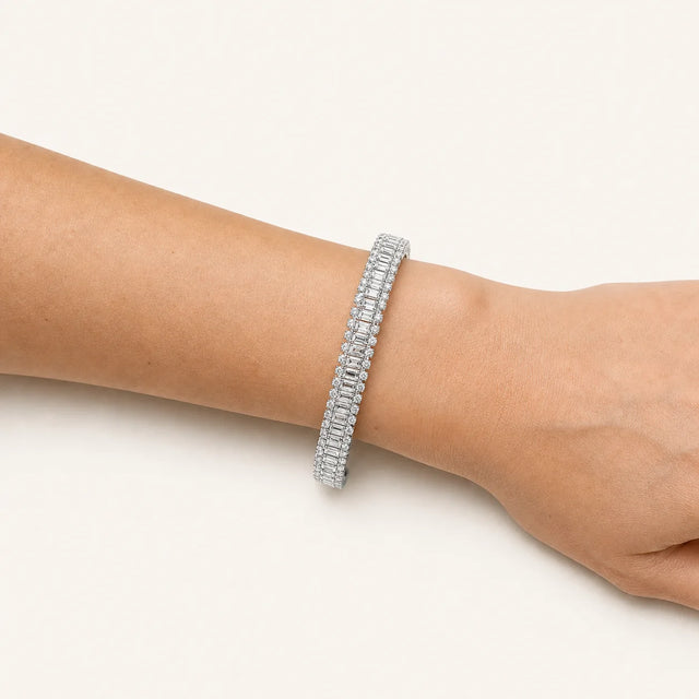 Tennis Bracelet BR-07 with Baguette & Round Diamonds – 5.58 ct