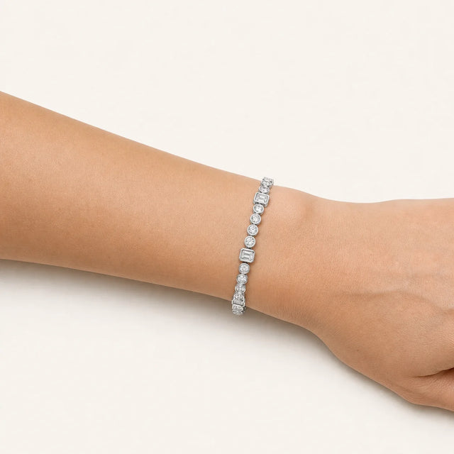 Tennis Bracelet BR-14 – 6.75 ct Round & Emerald – 18K / 14K / 9K Gold – 18 cm