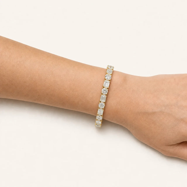 Tennis Bracelet BR-20 – Round & Emerald Cut Diamonds 11.28 ct