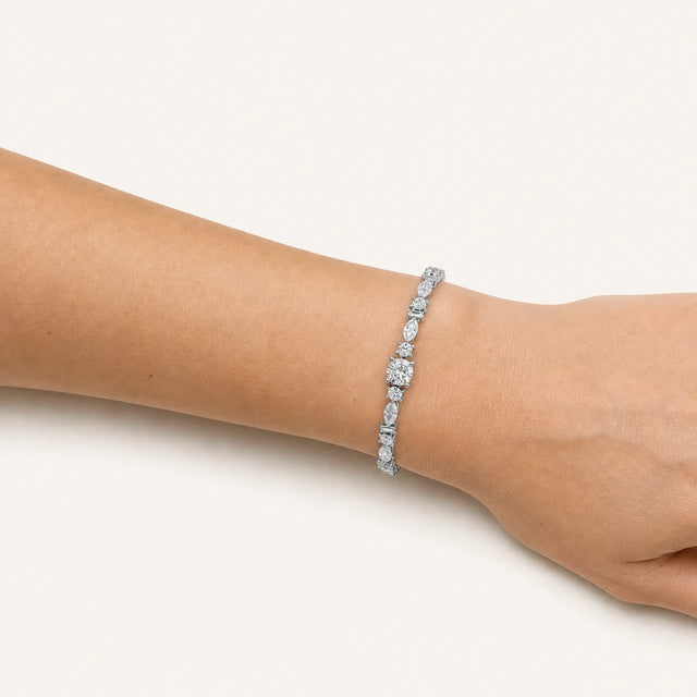 Tennis Bracelet BR-10 – 5.38 ct Lab Grown Diamonds, Round & Marquise