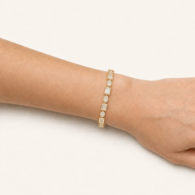 Tennis Bracelet BR-06 with Lab Grown Diamonds – Pear, Marquise & Emerald – 7.02 ct