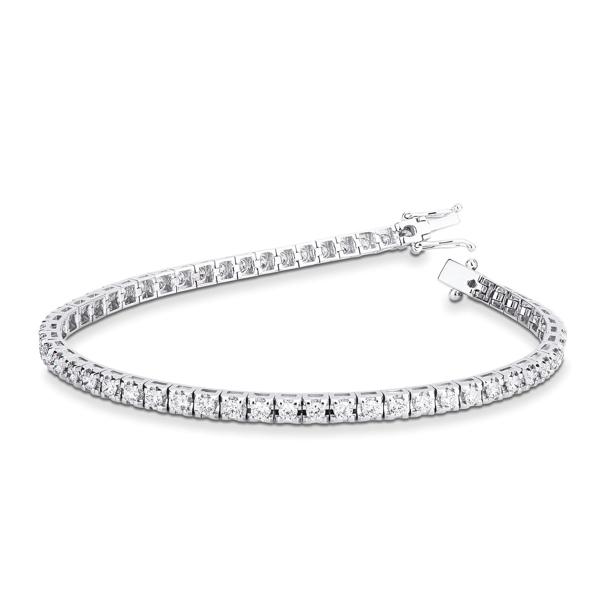 Tennisarmbånd model Piramid med naturlige brillanter i 18 kt hvidguld – Manich Jewelry
