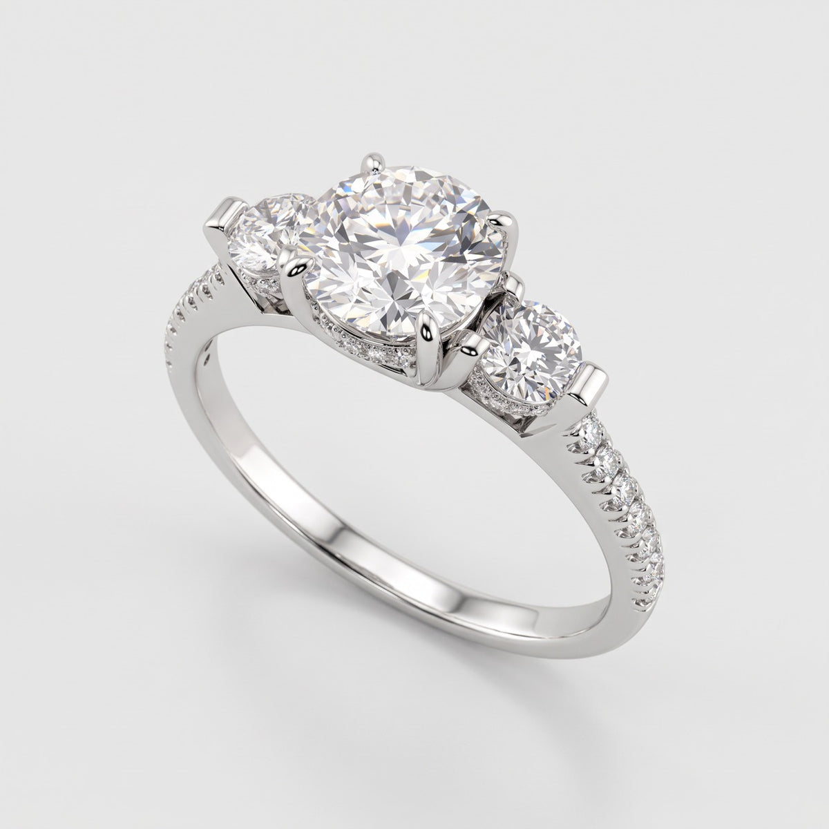 ZAJ023 3-stens diamantring i hvidguld – perspektiv