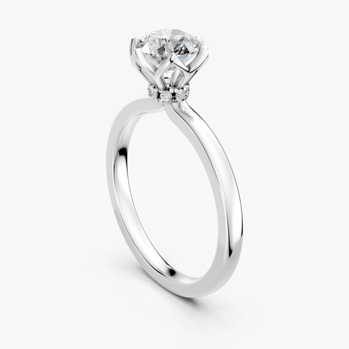 ZFL01 solitaire diamantring i hvidguld, perspektiv