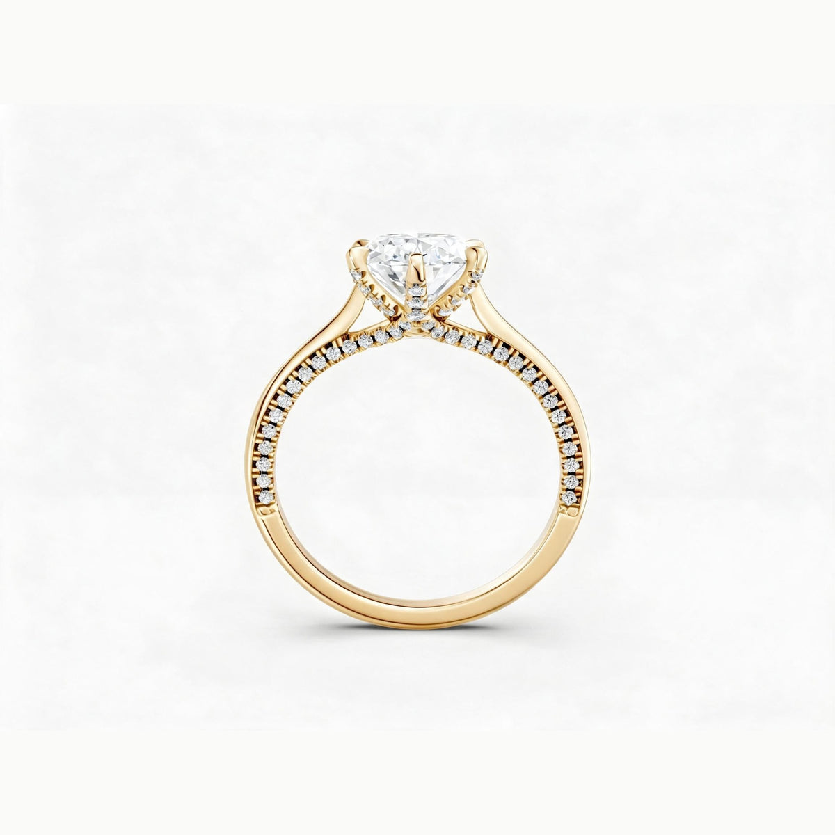 ZFL02 solitaire diamantring i gulguld med hvid diamant, forfra