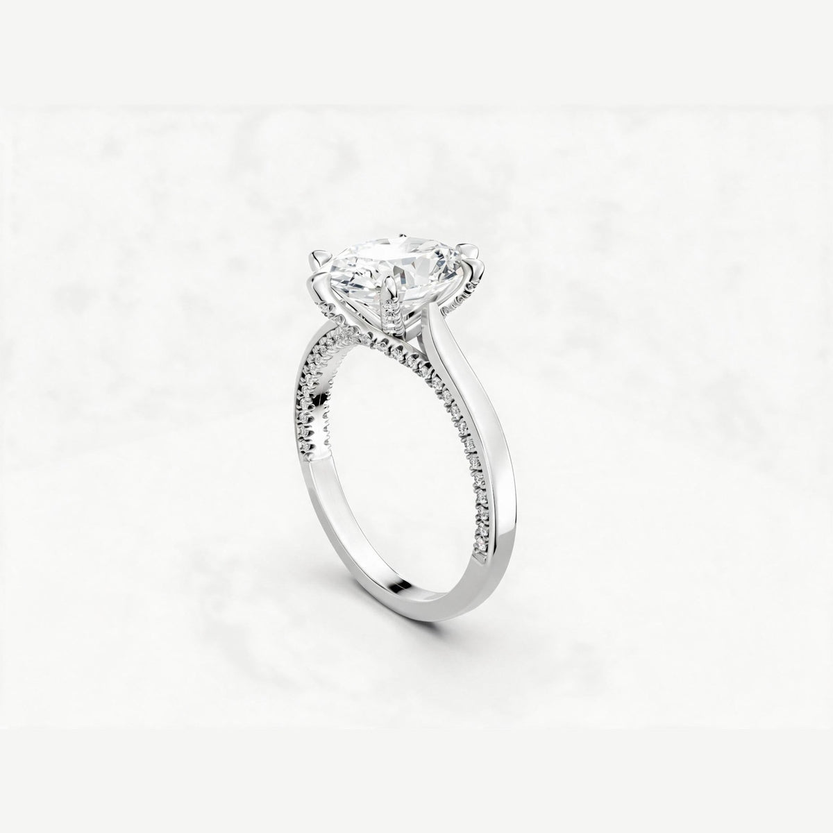 ZFL02 diamantring i hvidguld med hvid diamant, perspektiv