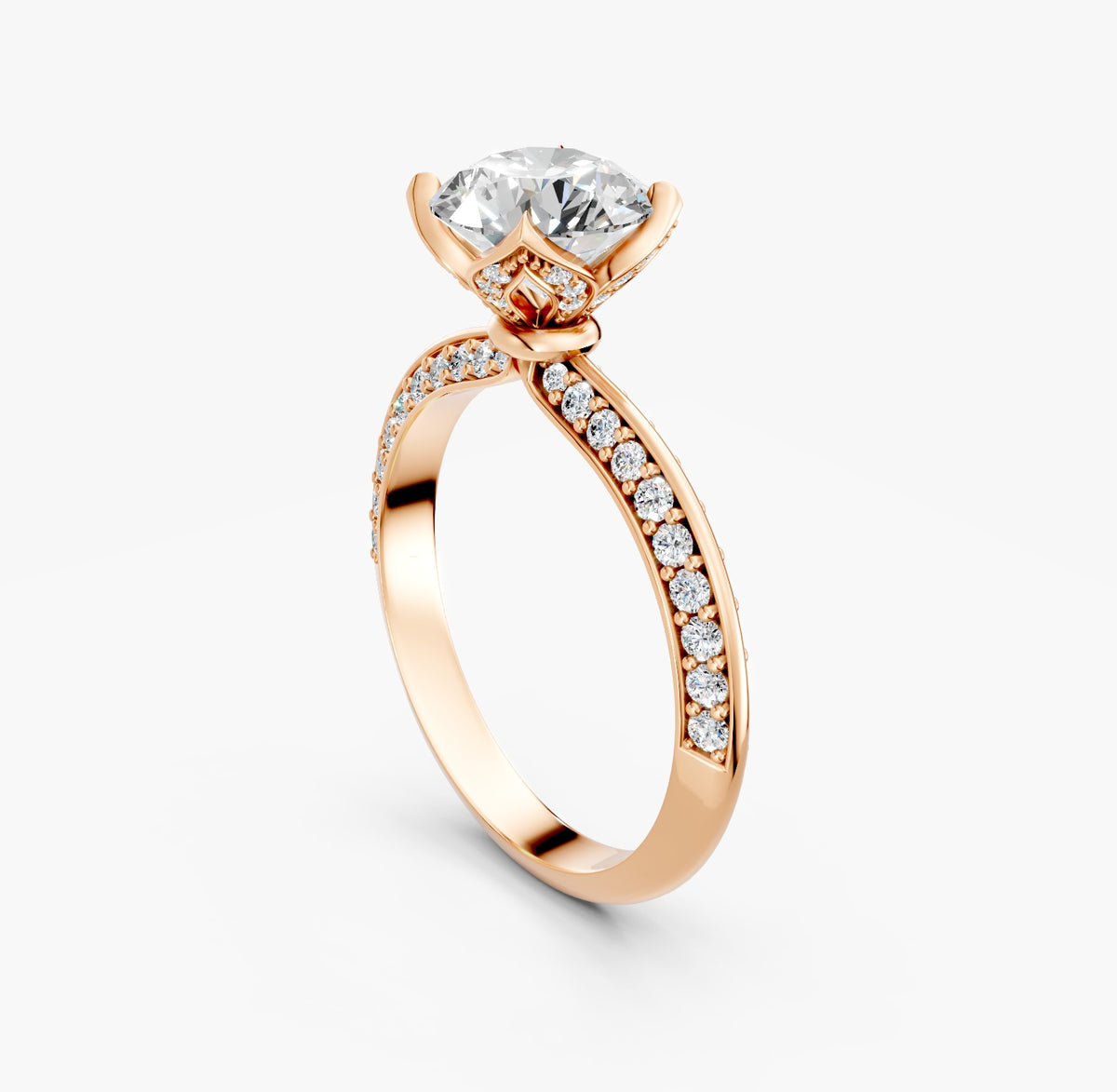 ZFL04 solitaire diamantring i rosaguld, perspektiv