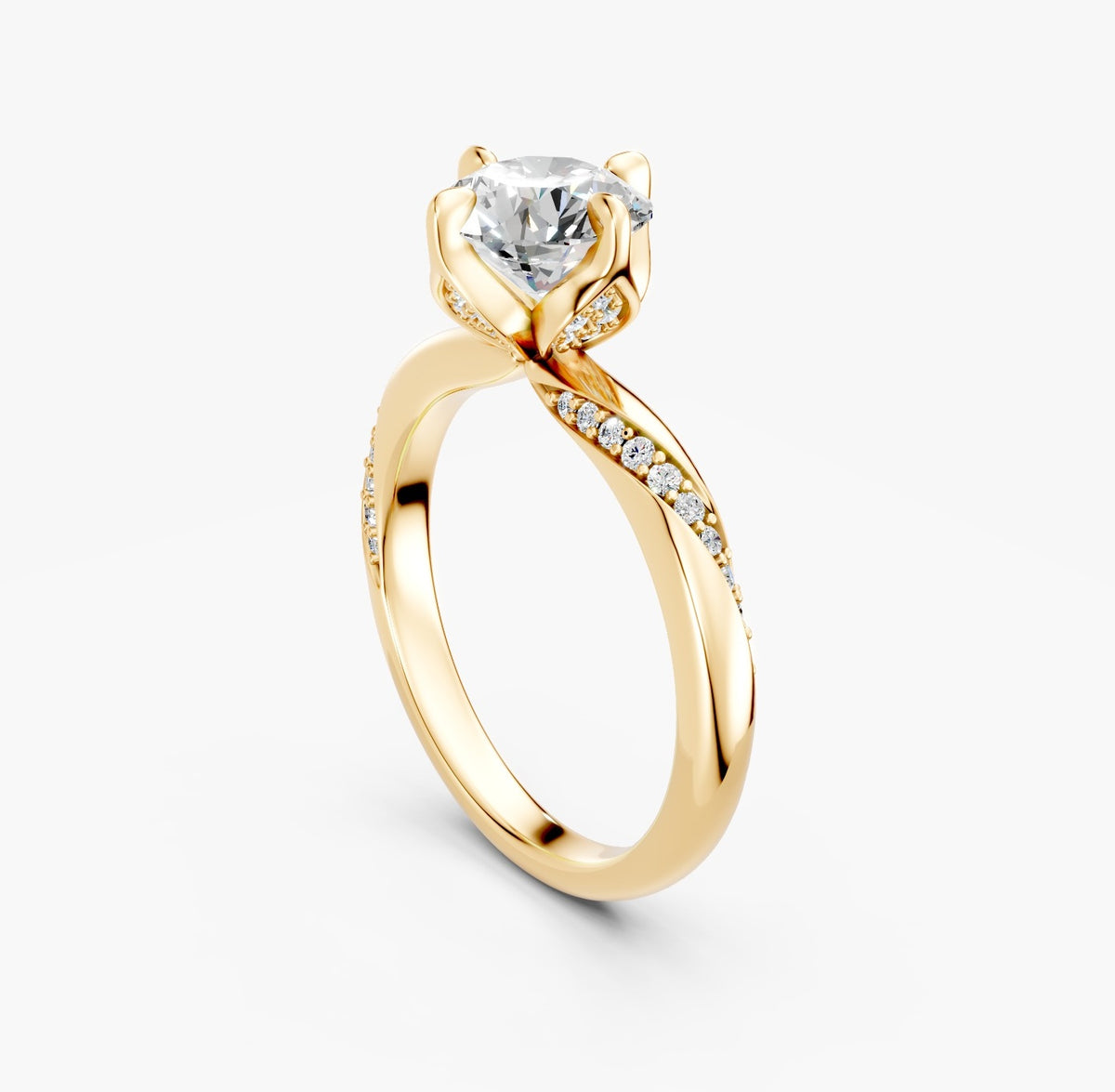 ZFL05 solitaire diamantring i 14 kt. gulguld, perspektiv