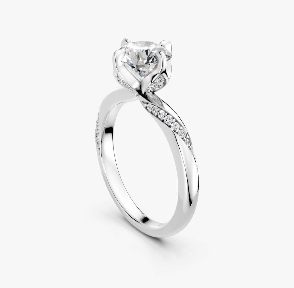 ZFL05 solitaire diamantring i hvidguld, perspektiv