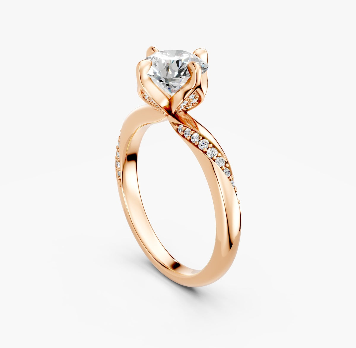 ZFL05 solitaire diamantring i rosaguld, perspektiv