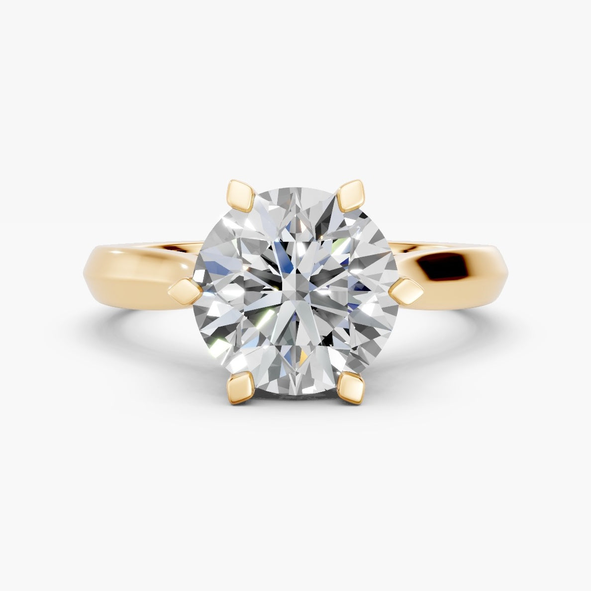 ZKR011 klassisk solitaire diamantring i 14 kt. gulguld, forfra