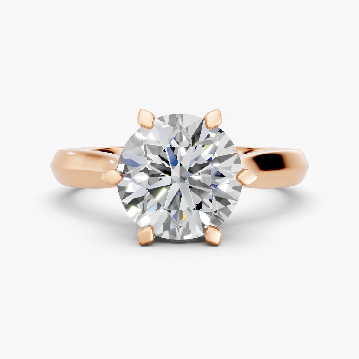 ZKR011 klassisk solitaire diamantring i rosaguld, forfra