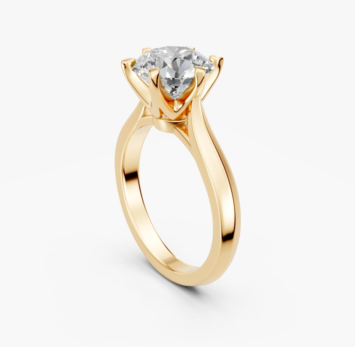 ZKR011 klassisk solitaire diamantring i 14 kt. gulguld, perspektiv