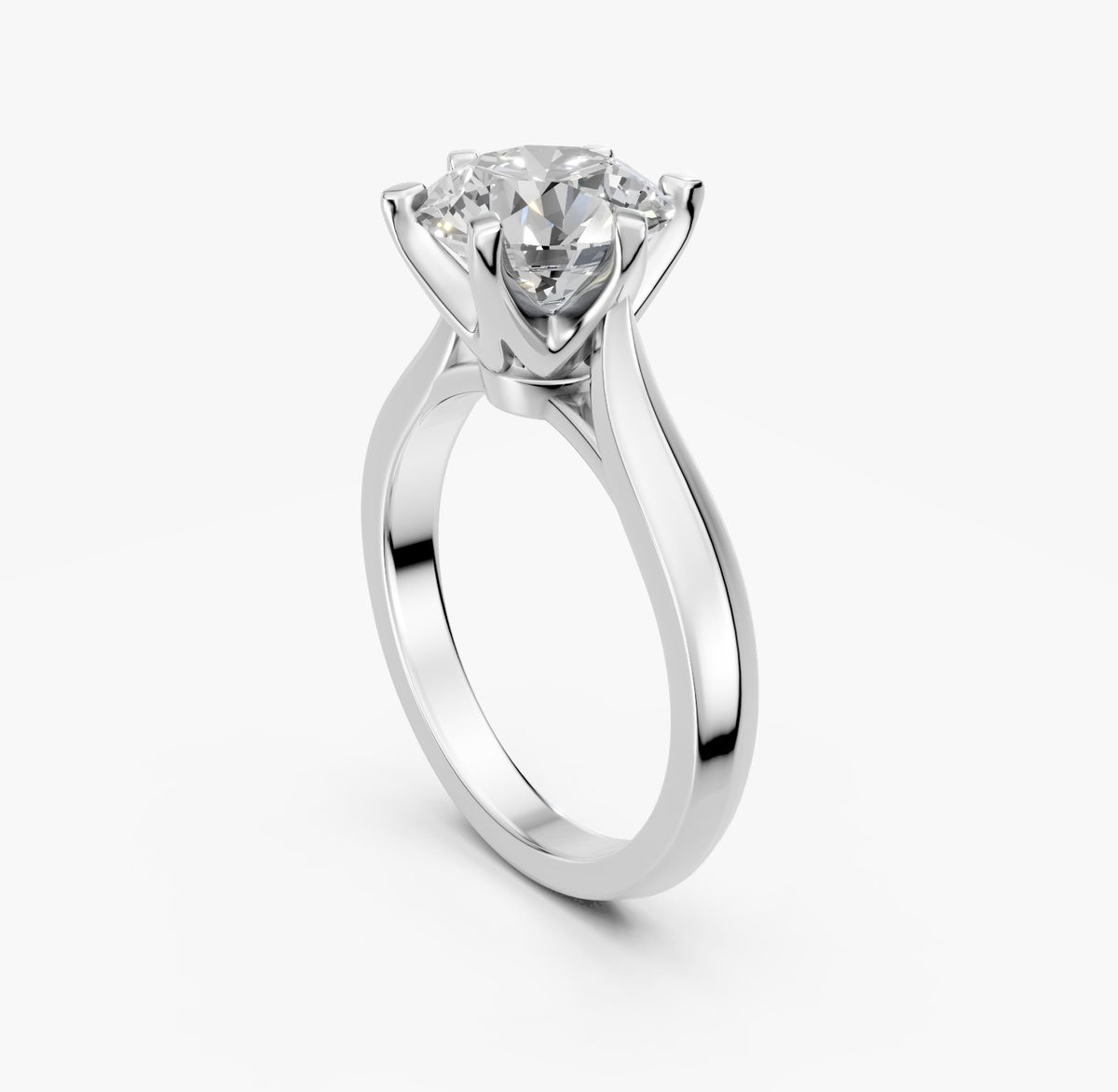ZKR011 klassisk solitaire diamantring i hvidguld, perspektiv