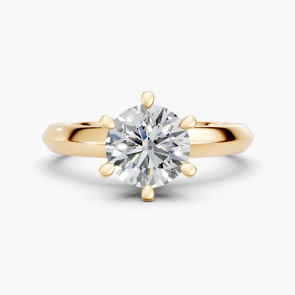 ZKR012 klassisk solitaire diamantring i 14 kt. gulguld, forfra