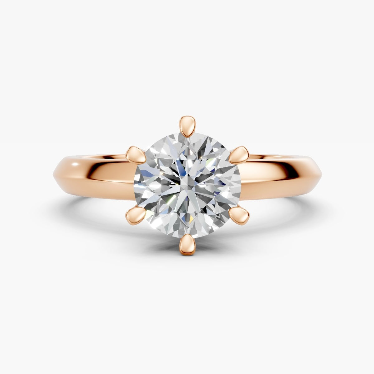 ZKR012 klassisk solitaire diamantring i rosaguld, forfra