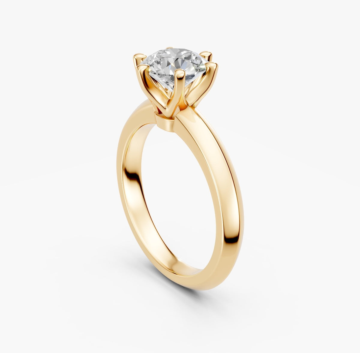 ZKR012 klassisk solitaire diamantring i 14 kt. gulguld, perspektiv
