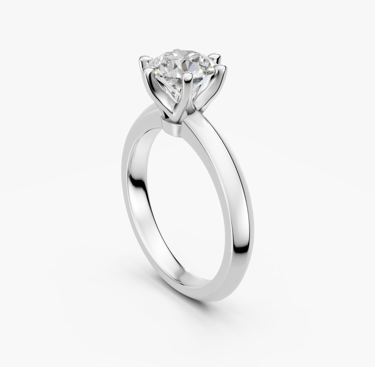 ZKR012 klassisk solitaire diamantring i hvidguld, perspektiv