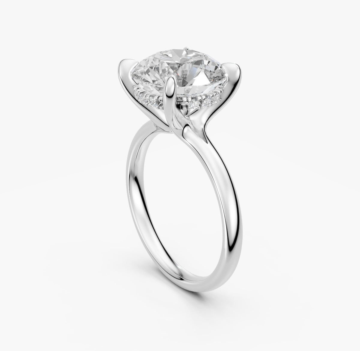 ZKR04 hidden-halo solitaire diamantring i hvidguld, perspektiv