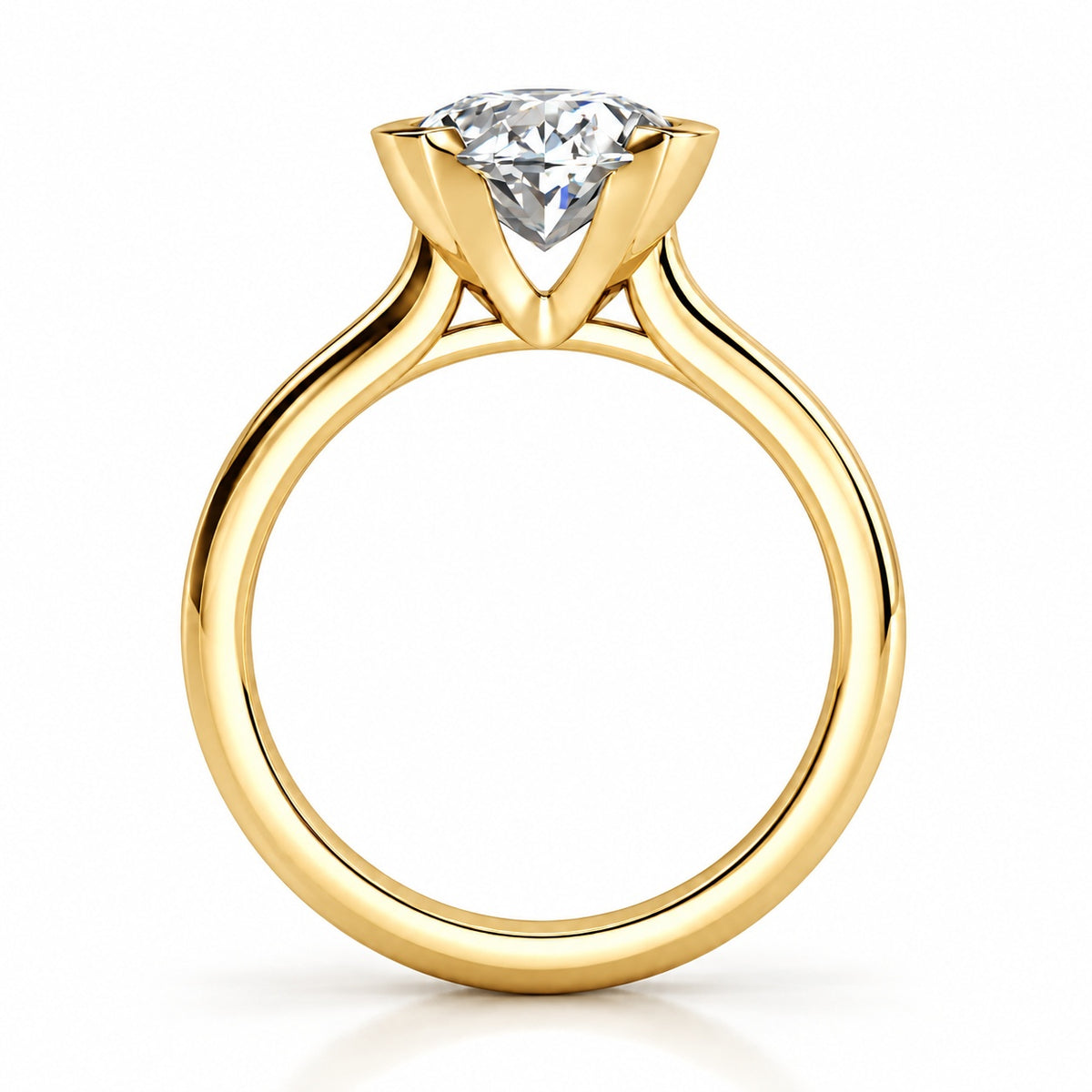 ZLR0176 solitaire diamantring med oval diamant i 14 kt. gulguld, forfra