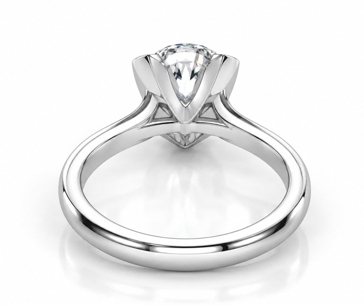 ZLR0176 solitaire diamantring med oval diamant, bagfra med galleri
