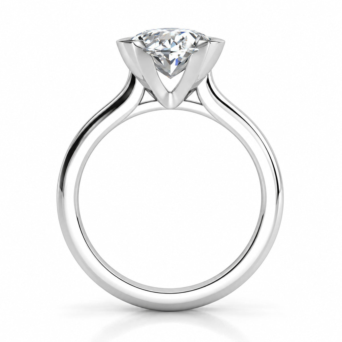 ZLR0176 solitaire diamantring med oval diamant, sidevisning