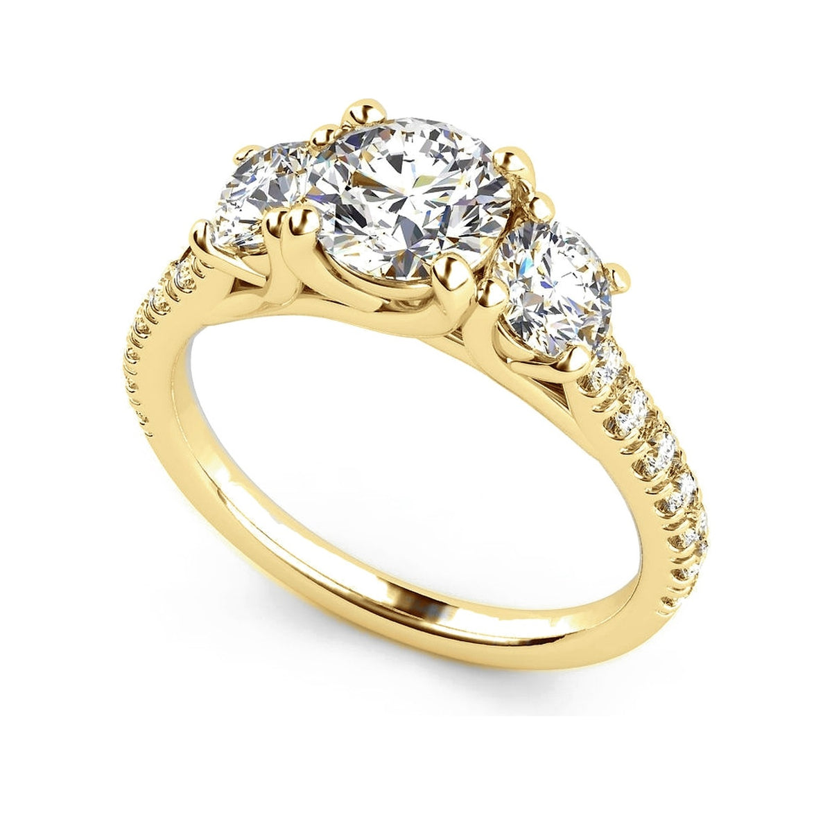 ZLT02 trilogy diamantring med pavé-skinne i 14 kt. gulguld, perspektiv