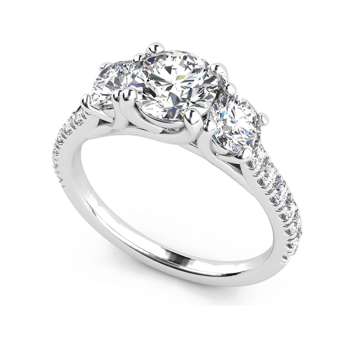 ZLT02 trilogy diamantring med pavé-skinne i 14 kt. hvidguld, perspektiv