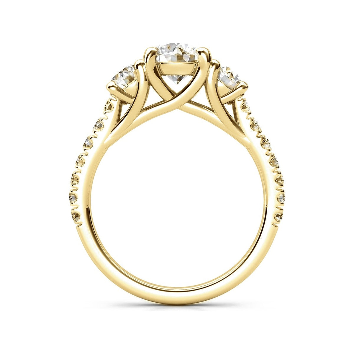 ZLT02 trilogy diamantring med pavé-skinne i 14 kt. gulguld, profil