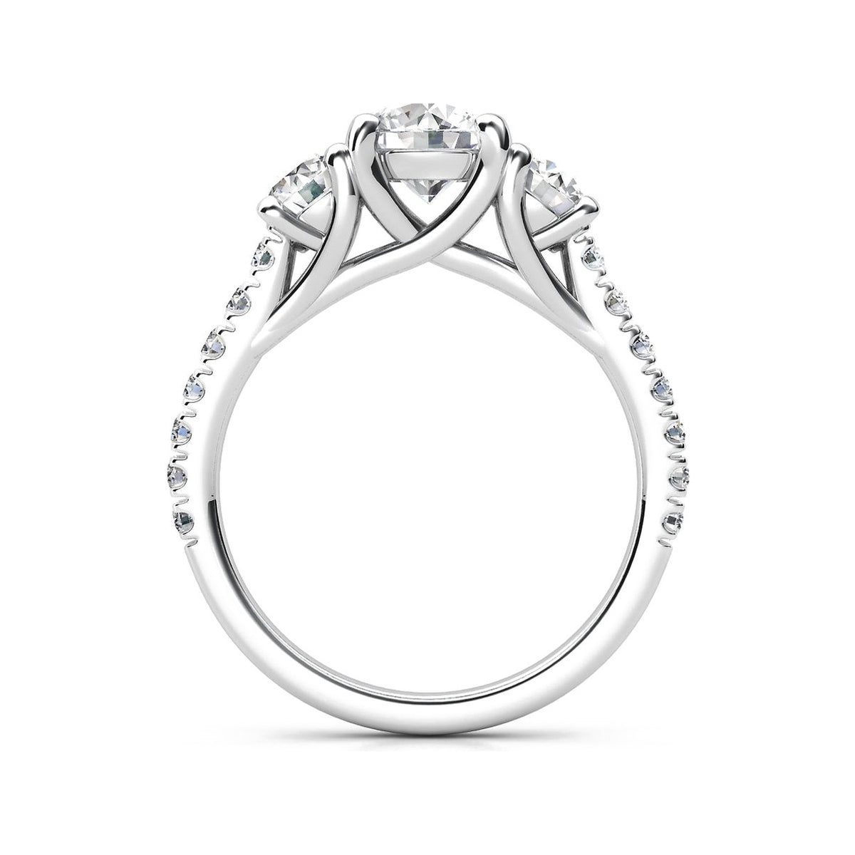 ZLT02 trilogy diamantring med pavé-skinne i 14 kt. hvidguld, profil