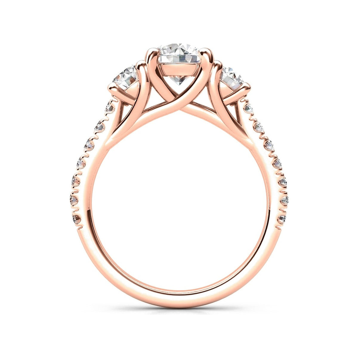 ZLT02 trilogy diamantring med pavé-skinne i 14 kt. rosaguld, profil