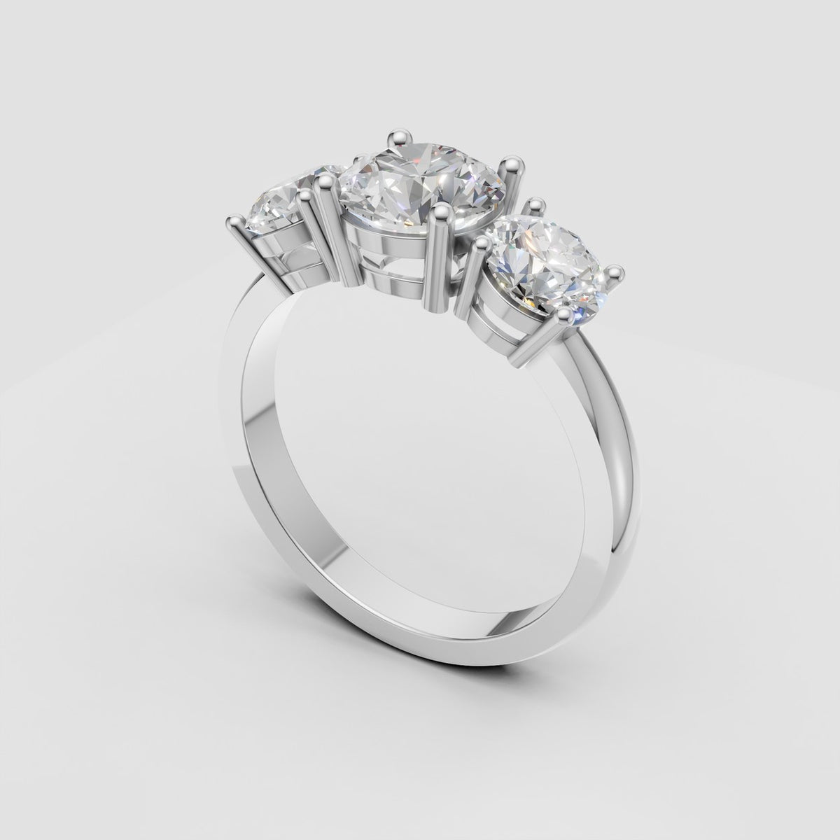 ZRG01 3-stens diamantring med runde lab-grown diamanter i 14 kt. hvidguld, perspektiv