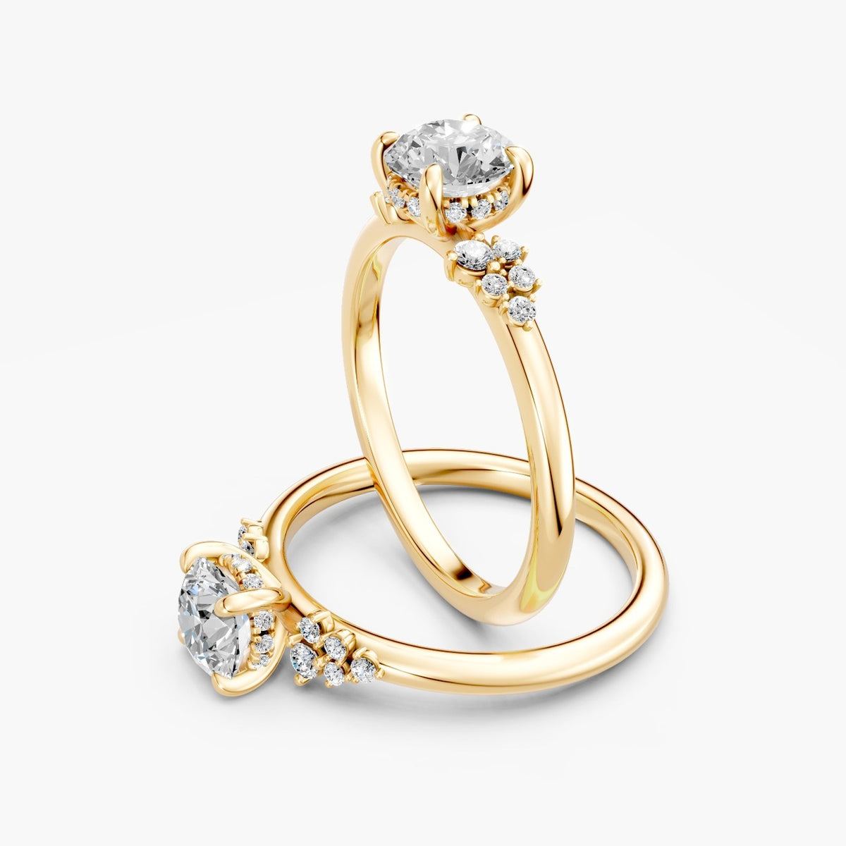 To ZRT014 solitaire diamantringe i gulguld