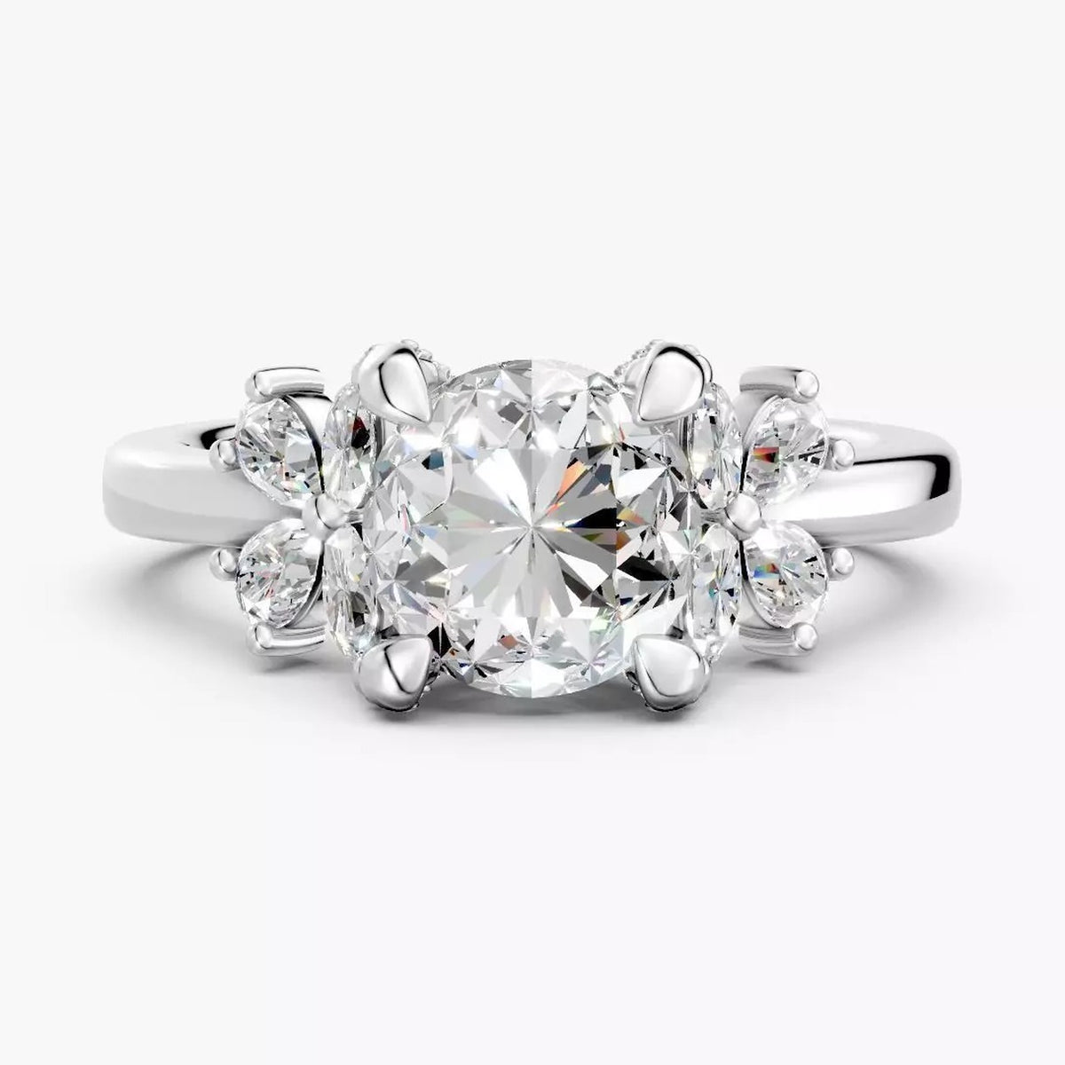 ZRT023 diamantring i hvidguld set forfra