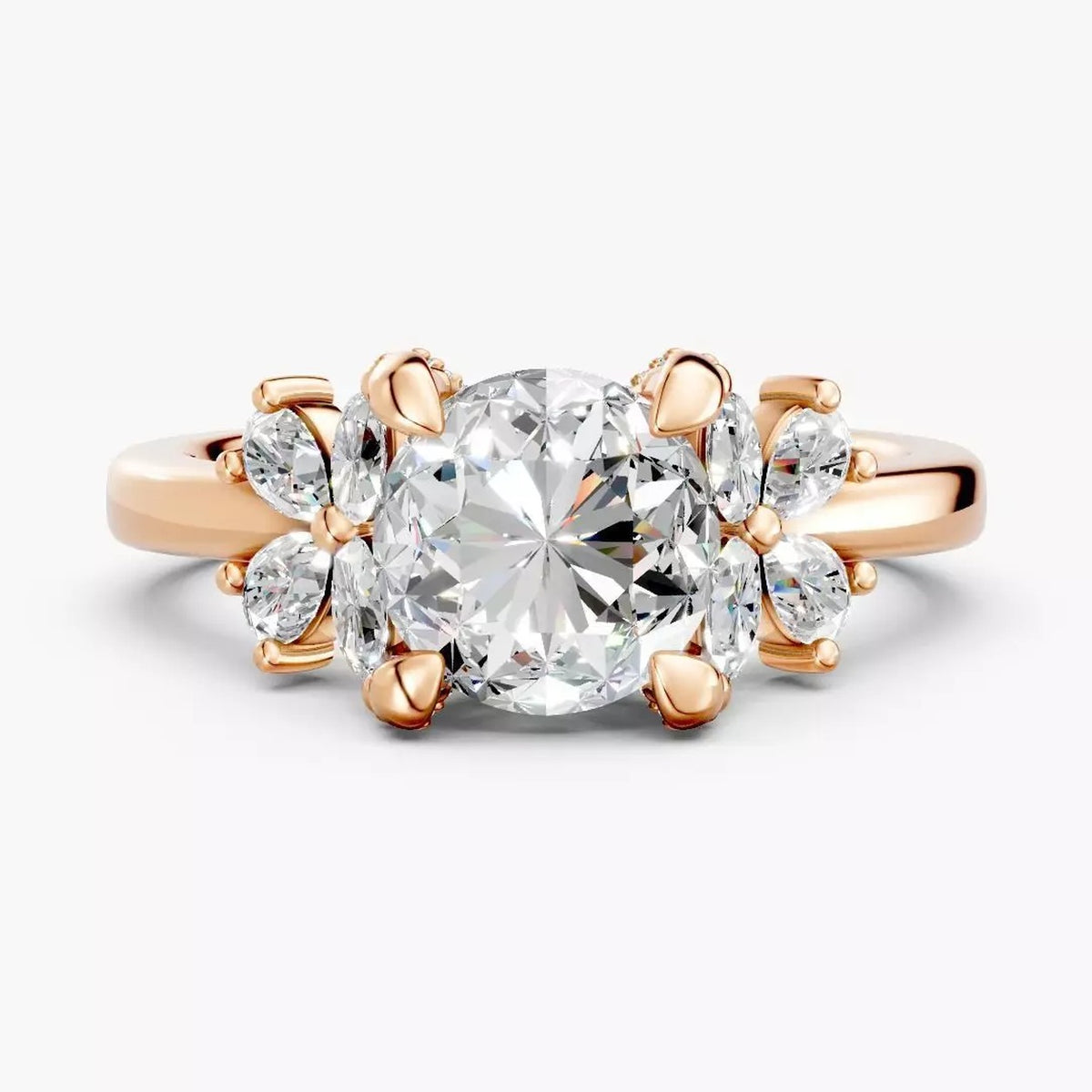 ZRT023 diamantring i rosaguld set forfra