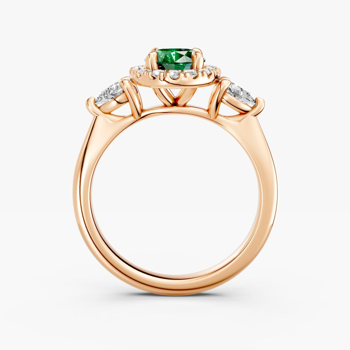 ZRT037 diamantring i 14 kt. rosaguld, profil med dråbesten