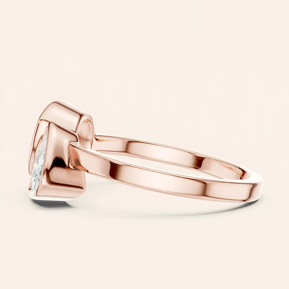 SBWR(27) Toi et Moi diamantring med cushion og trillion i 14 kt. rosaguld – profil