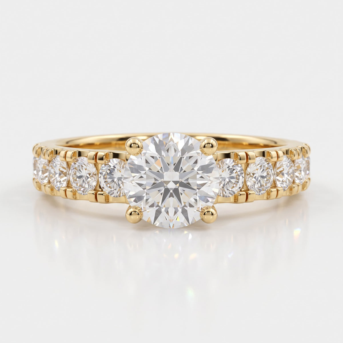 ZSY3 diamantring i gulguld set forfra